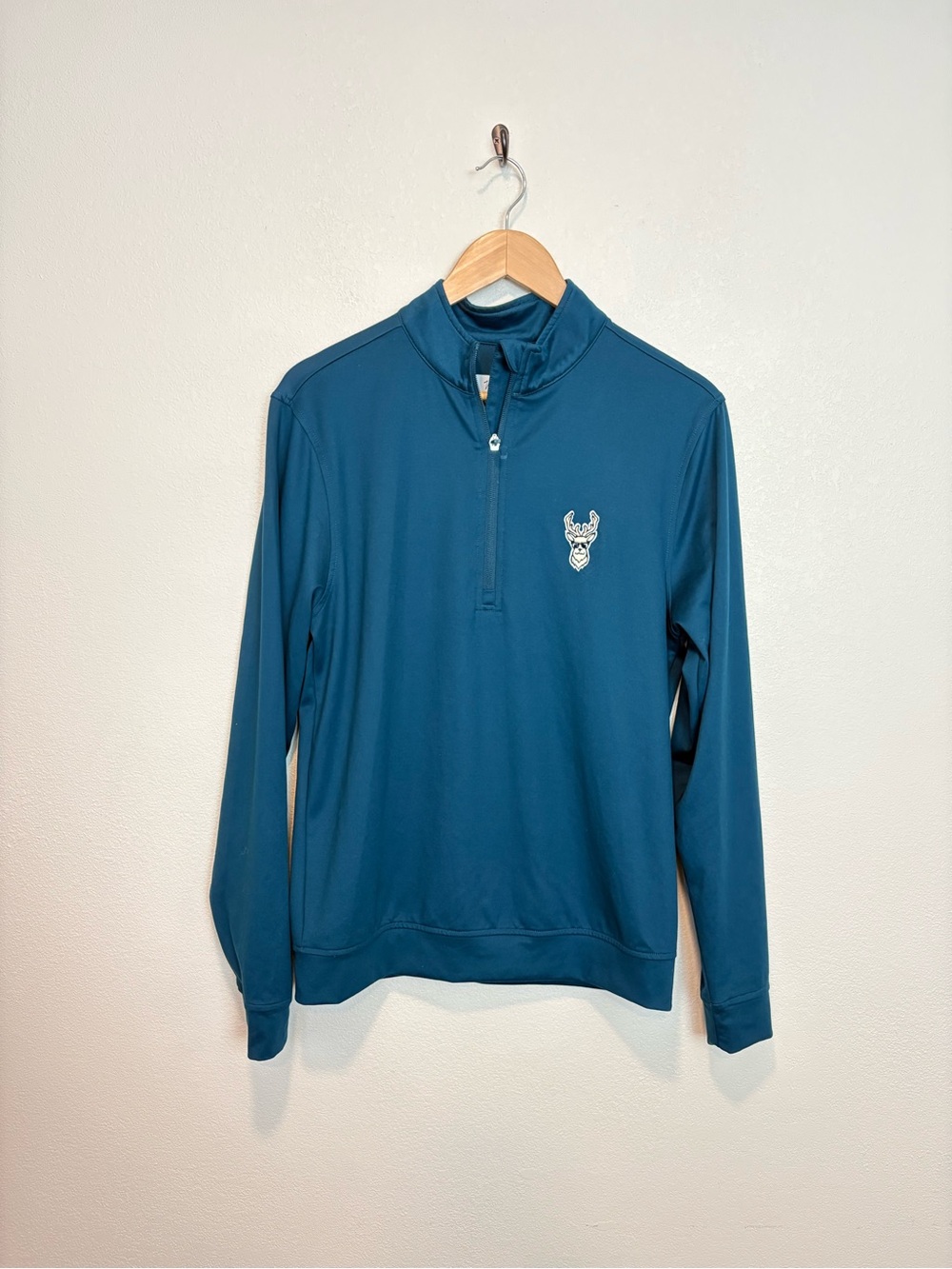 WAGGLE Mens Loosey Goosey Quarter Zip Pullover Teal Long Sleeve Golf Size Small